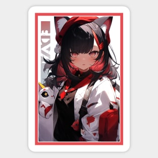 Aesthetic Anime Girl Red White Black | Quality Aesthetic Anime Design | Chibi Manga Anime Art Sticker